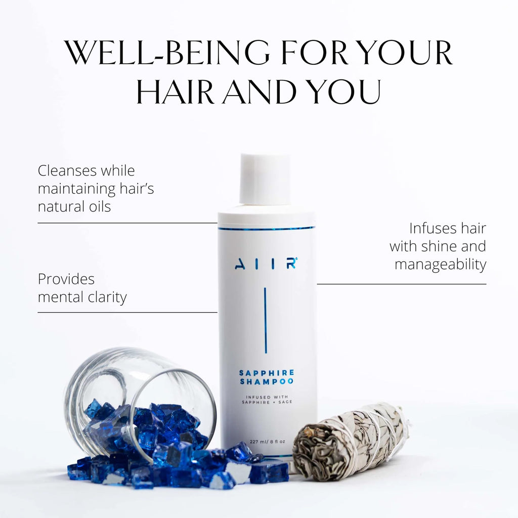 AIIR Sapphire Shampoo – Crystal Infused, Vegan, Sulfate-Free, Color-Safe (8 oz)