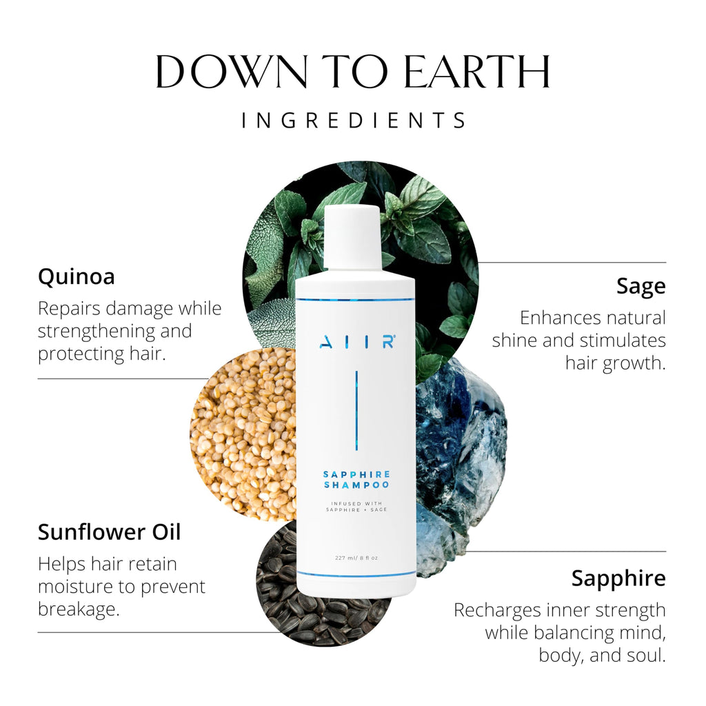 AIIR Sapphire Shampoo – Crystal Infused, Vegan, Sulfate-Free, Color-Safe (8 oz)