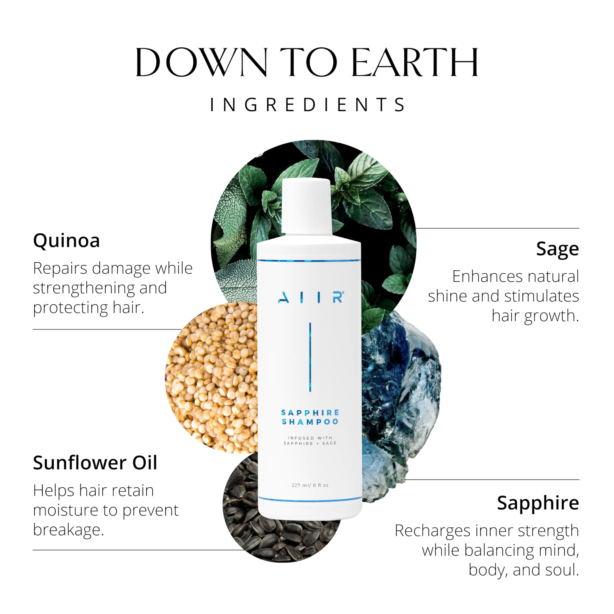 AIIR Sapphire Shampoo – Crystal Infused, Vegan, Sulfate-Free, Color-Safe (8 oz)