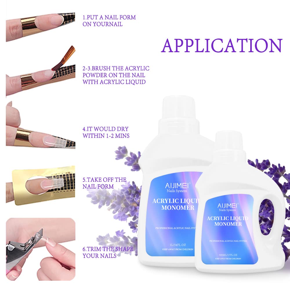 AIJIMEI Acrylic Liquid Monomer 1L – Clear, Non-Yellowing Bond for Nails