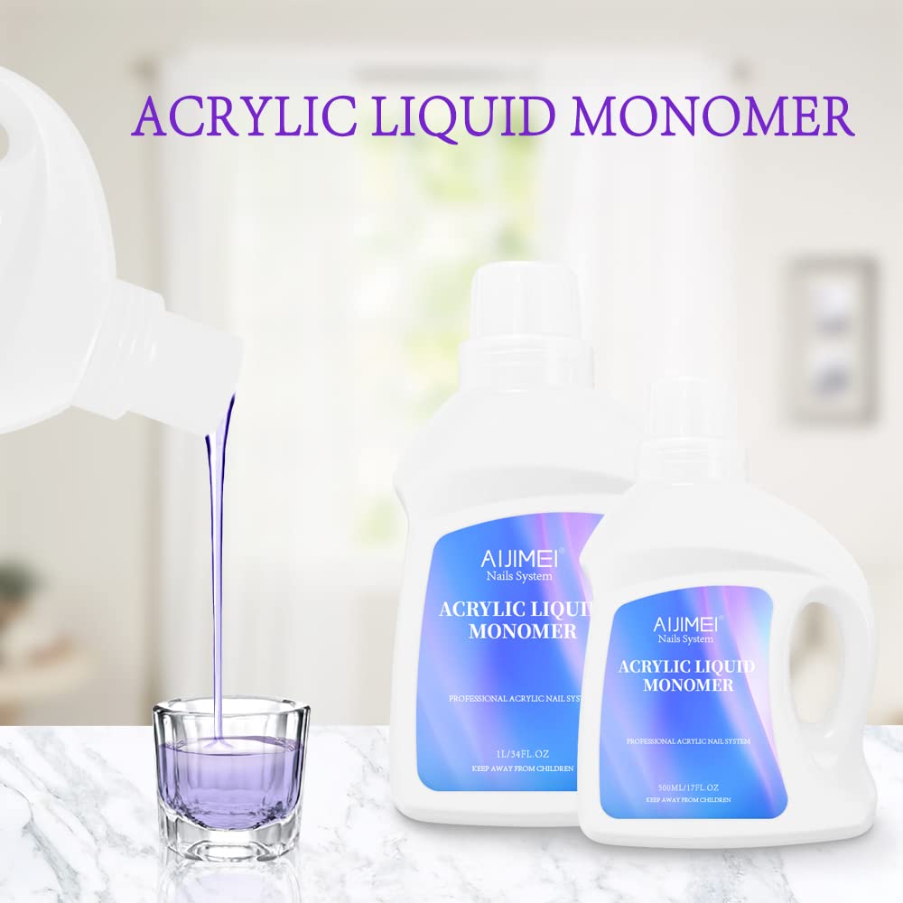 AIJIMEI Acrylic Liquid Monomer 1L – Clear, Non-Yellowing Bond for Nails