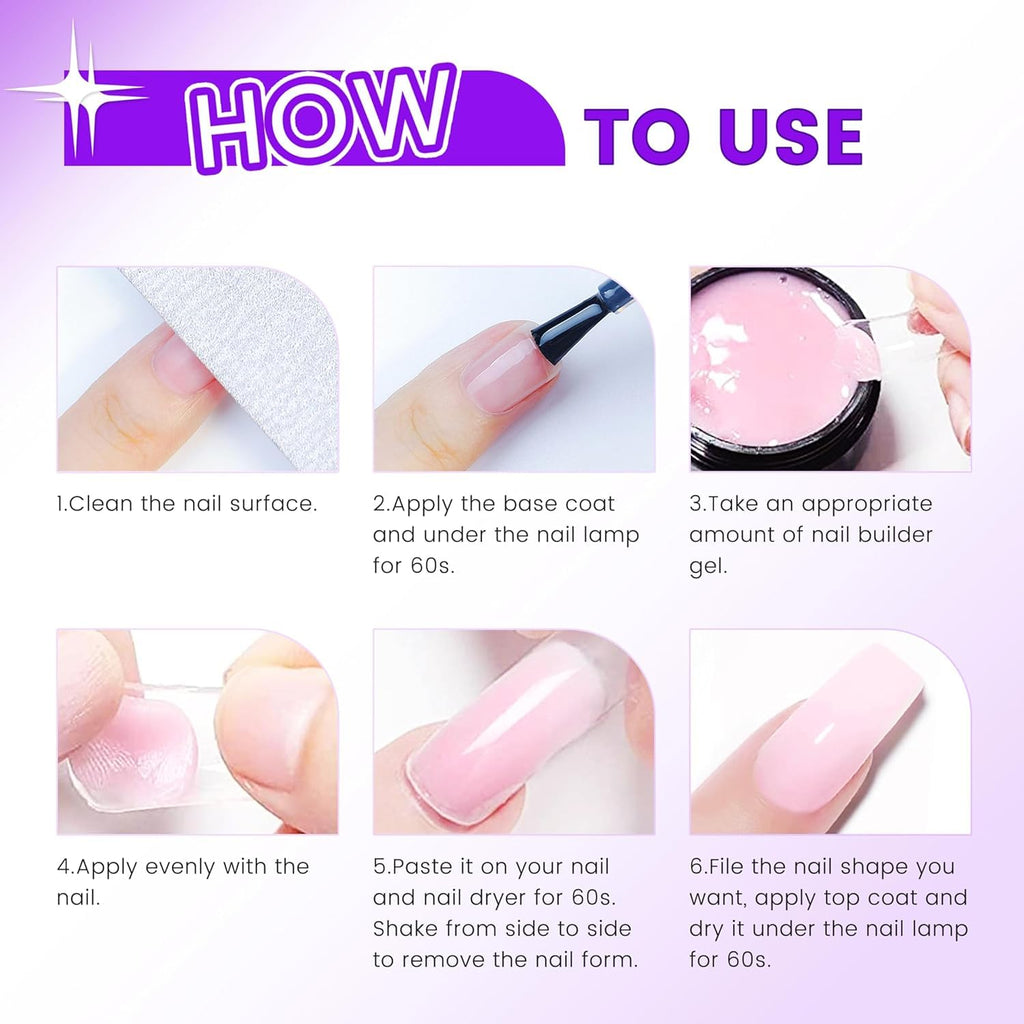 AIJIMEI Solid Builder Gel Kit – 4-in-1 Nail Extension Gel (15ml) for DIY at-home Manicure