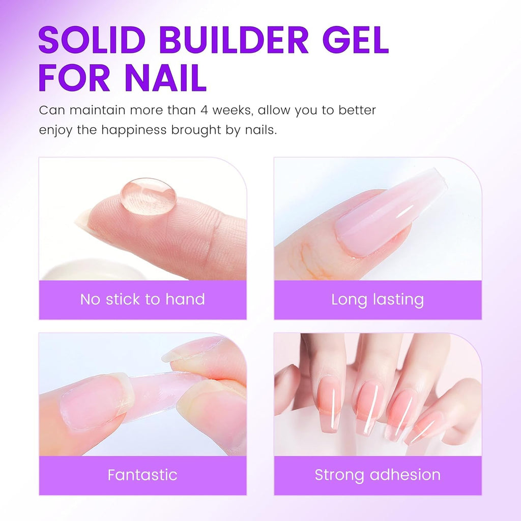 AIJIMEI Solid Builder Gel Kit – 4-in-1 Nail Extension Gel (15ml) for DIY at-home Manicure