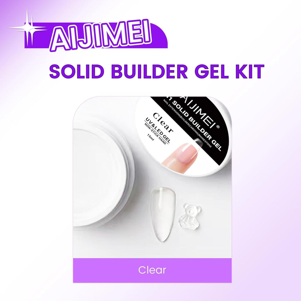 AIJIMEI Solid Builder Gel Kit – 4-in-1 Nail Extension Gel (15ml) for DIY at-home Manicure