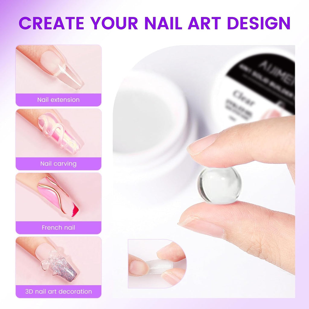 AIJIMEI Solid Builder Gel Kit – 4-in-1 Nail Extension Gel (15ml) for DIY at-home Manicure