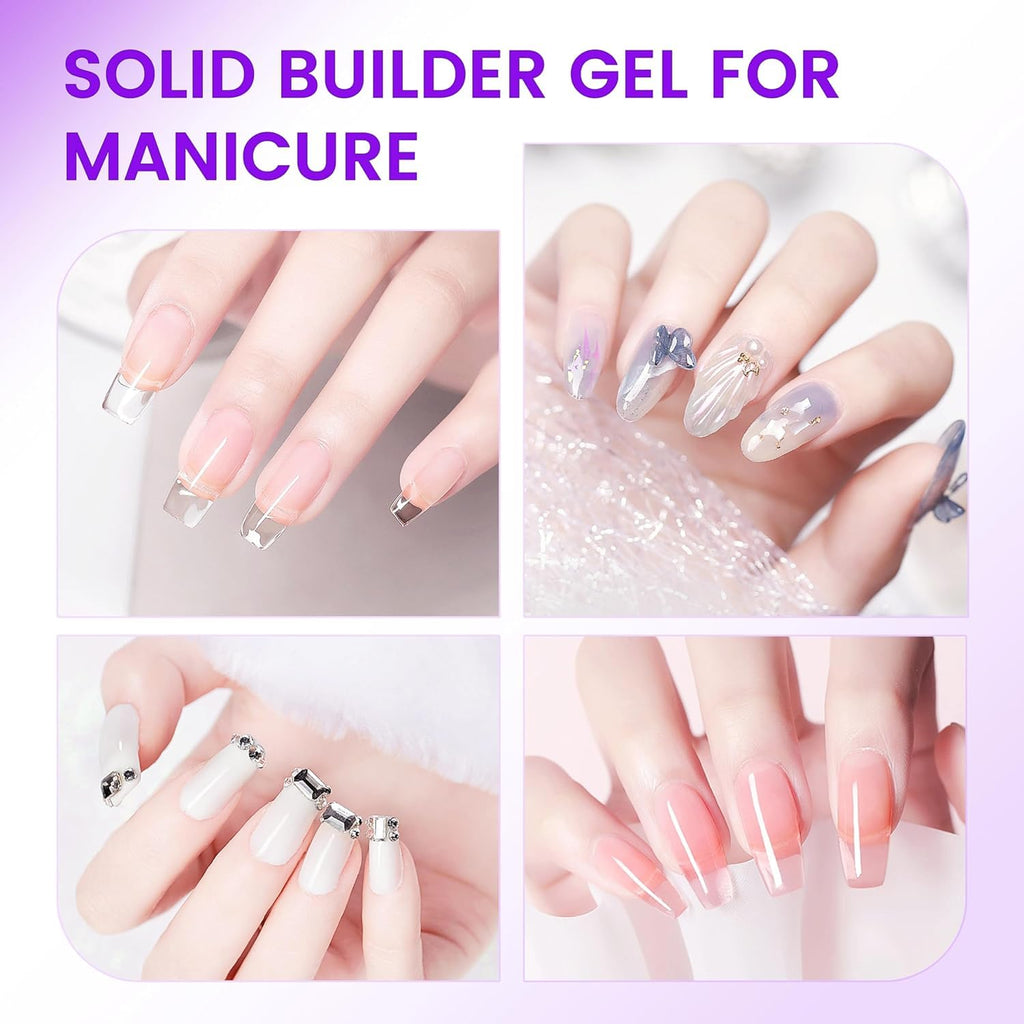 AIJIMEI Solid Builder Gel Kit – 15ml 4-in-1 Nail Extension Gel with Tools (UV/LED)