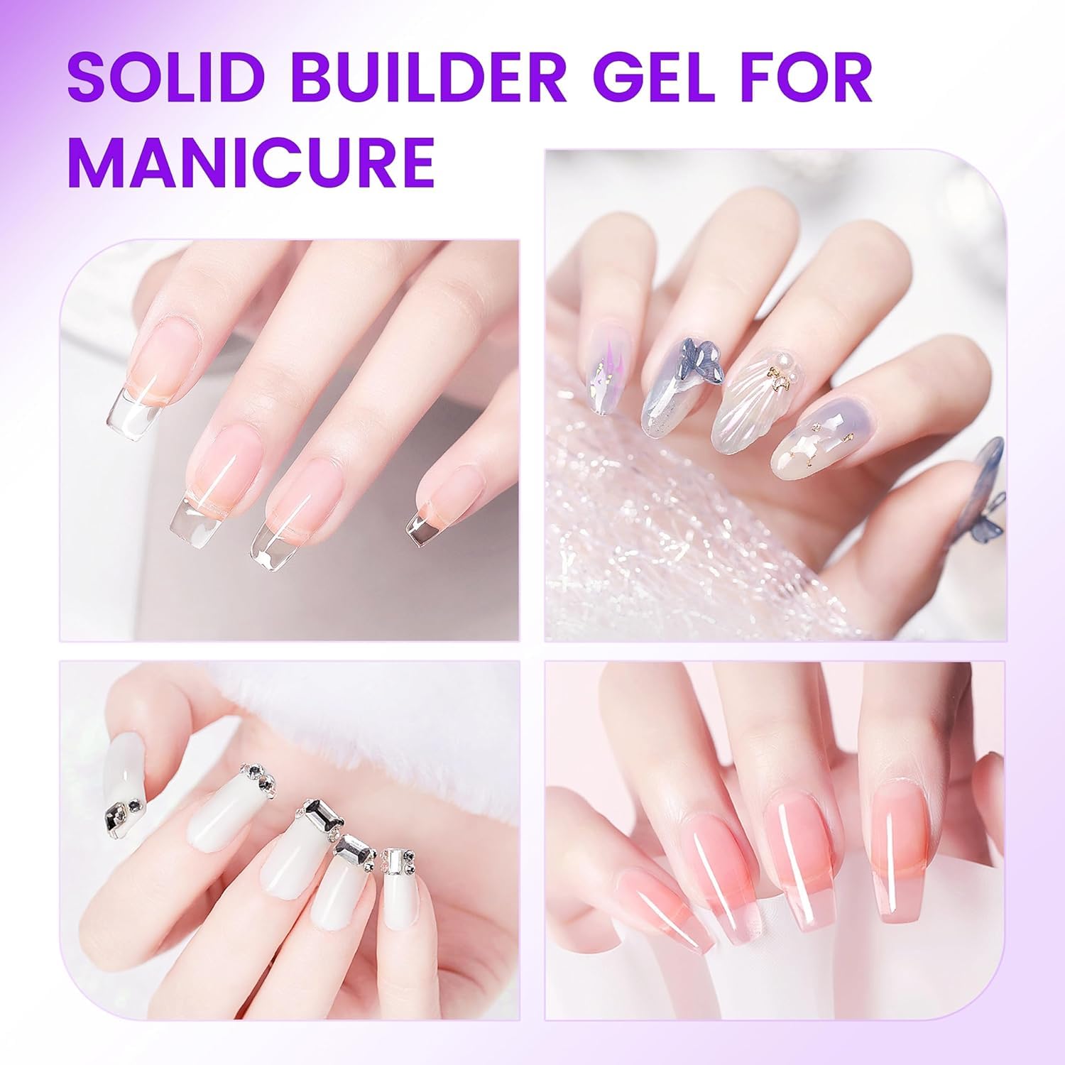 AIJIMEI Solid Builder Gel Kit – 15ml 4-in-1 Nail Extension Gel with Tools (UV/LED)