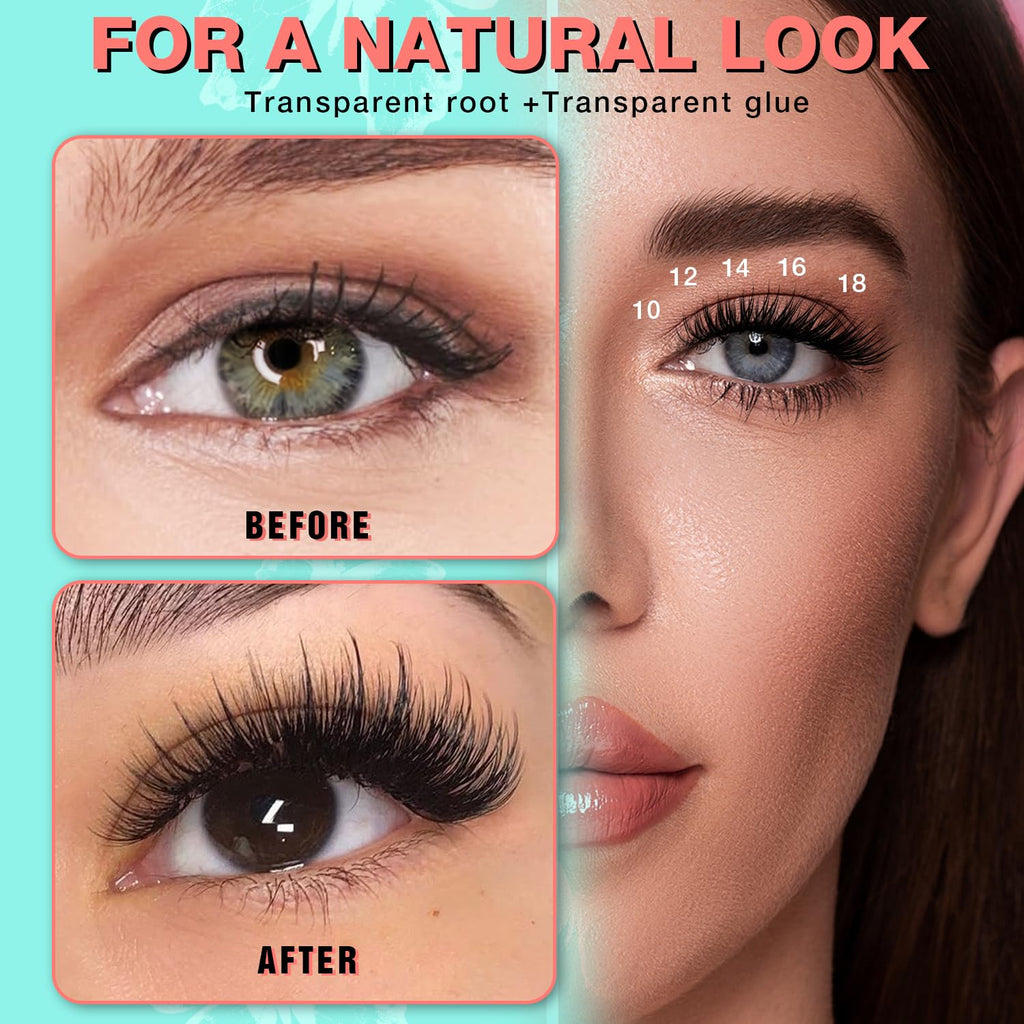 AILAISHI No Glue Needed Lashes – Self-Adhesive Lash Clusters Kit (10–18mm) with 120 Clusters & Pro Tweezers