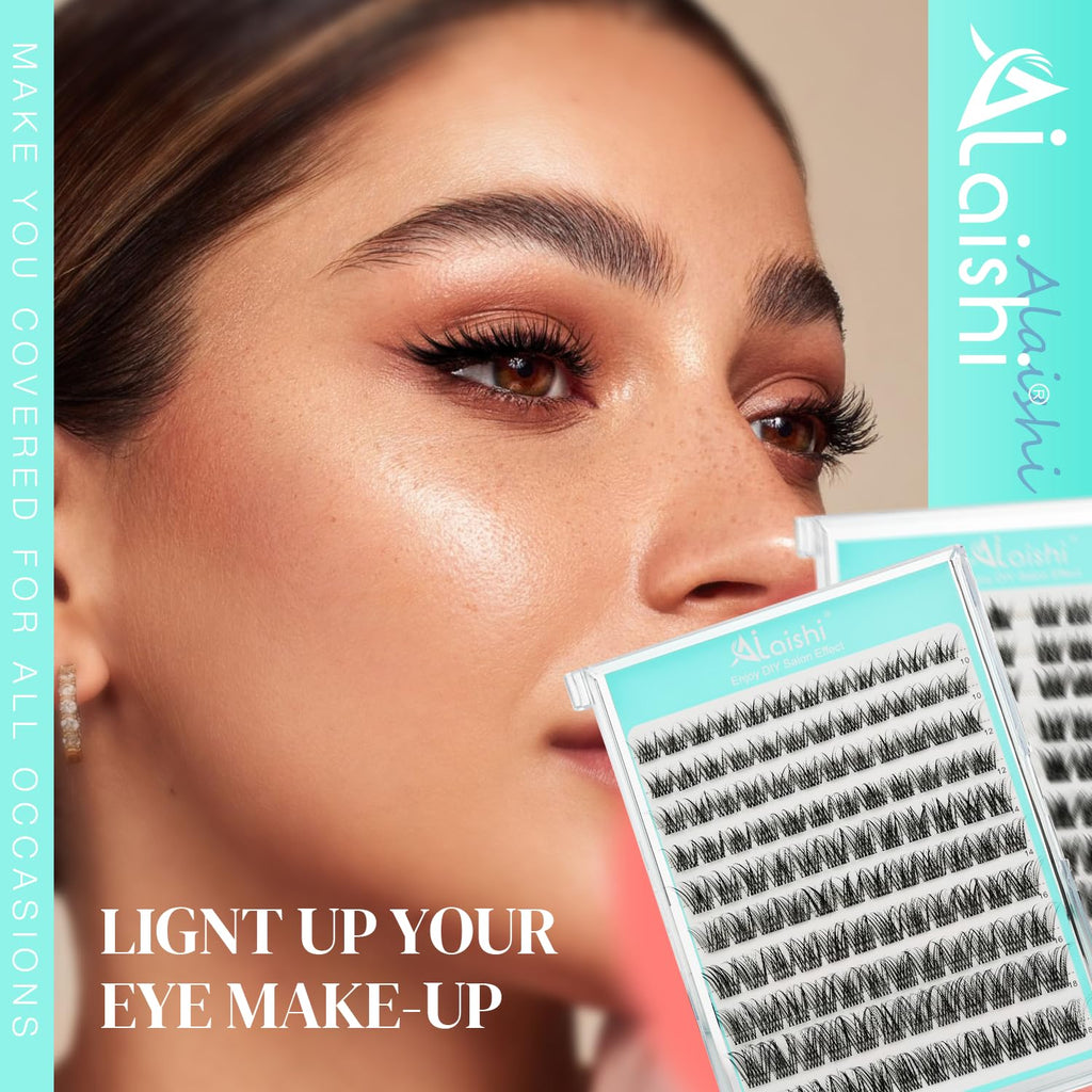 AILAISHI No Glue Needed Lashes – Self-Adhesive Lash Clusters Kit (10–18mm) with 120 Clusters & Pro Tweezers