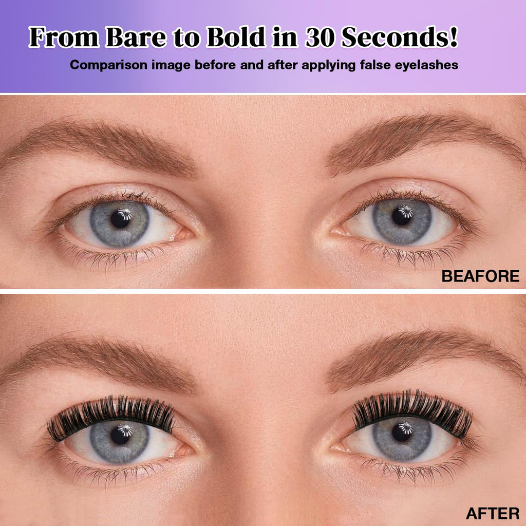 AILAISHI Fluffy False Eyelashes Kit – 7 Pairs with Bond, Seal & Tweezer | Natural Cat Eye Look