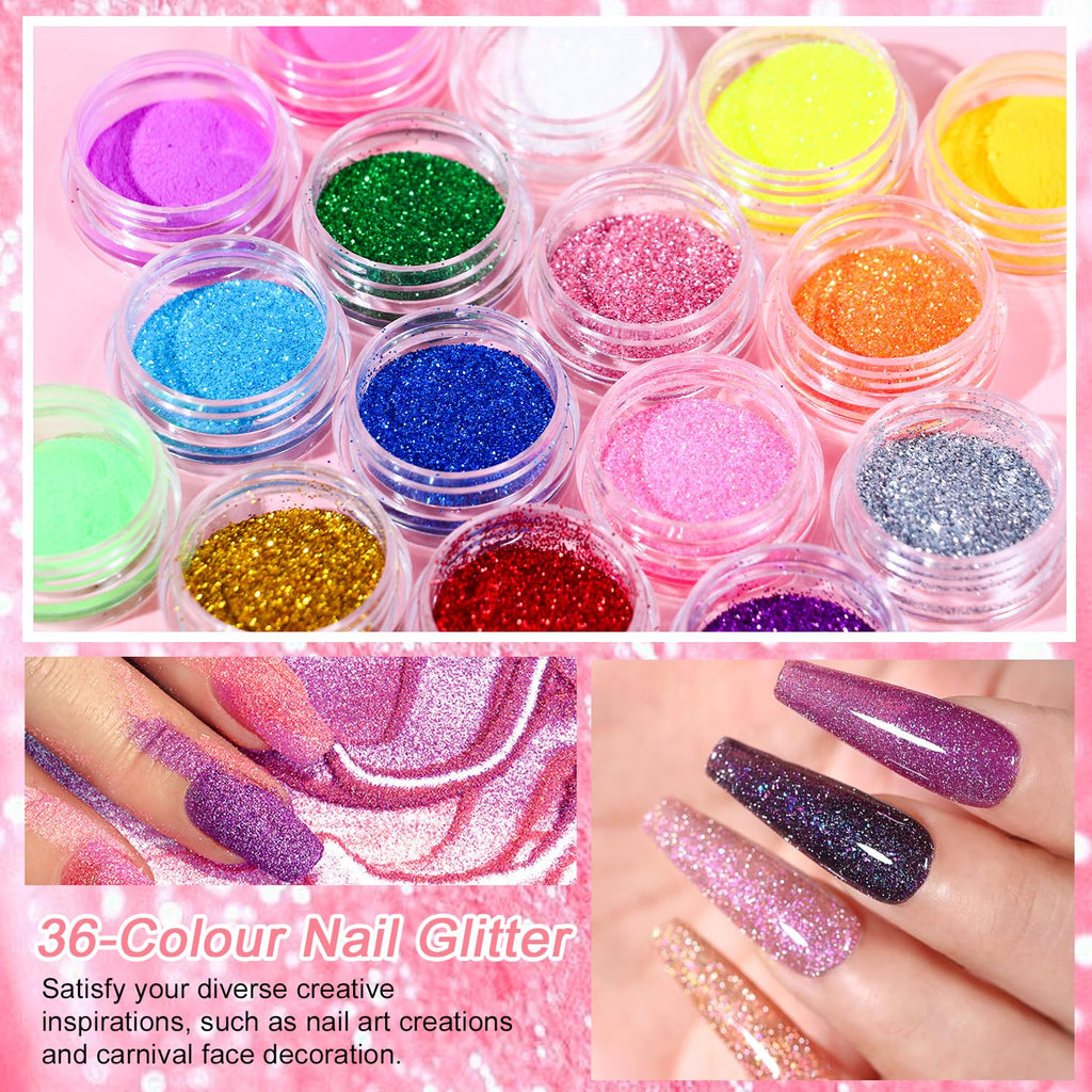 AILALUO Acrylic Nail Kit - Clear, White & Pink Powders with Tools for Home & Salon