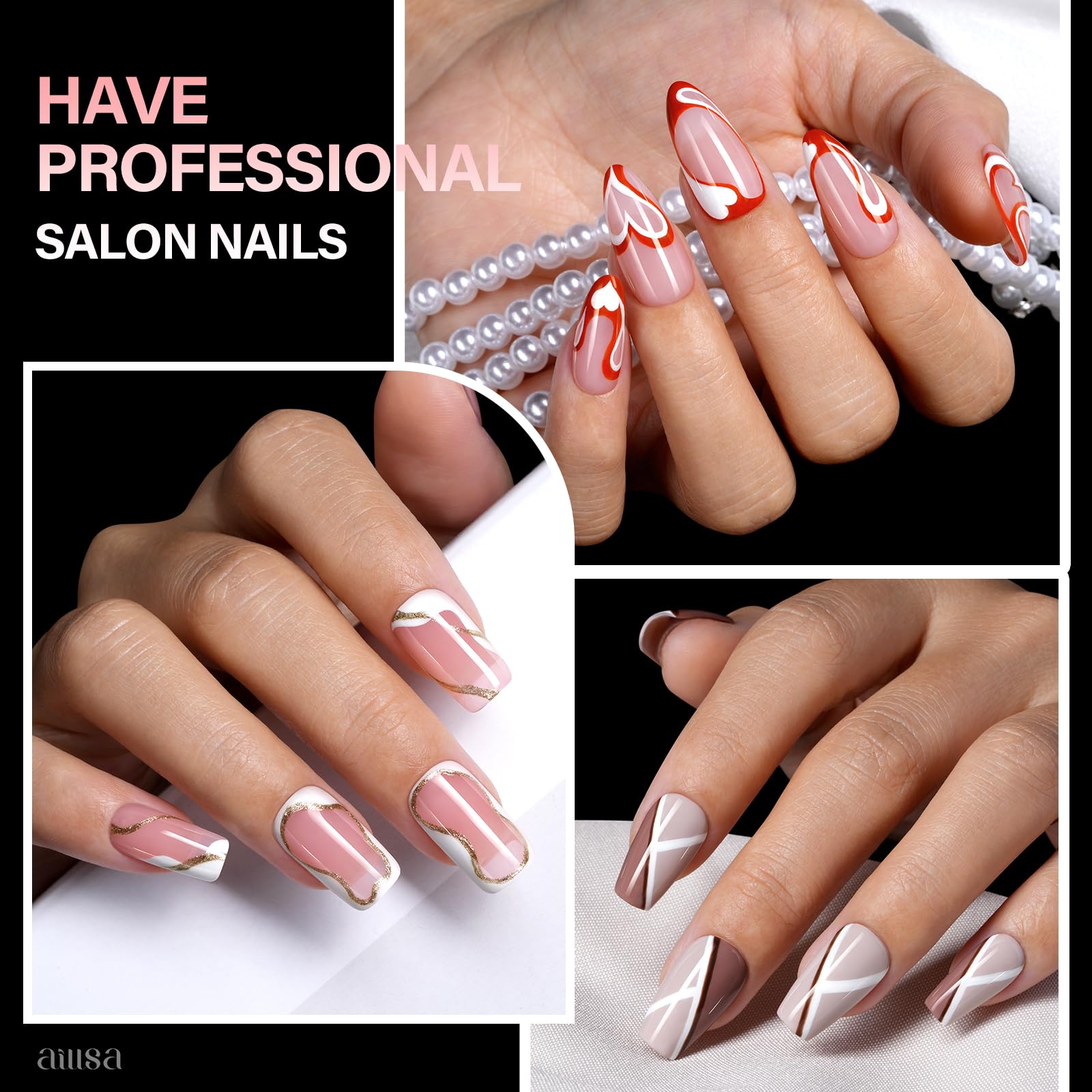AILLSA Medium Square Nail Tips – Full Cover Half Matte, 450pcs Pre-filed Nails for Press-On Gel Manicures