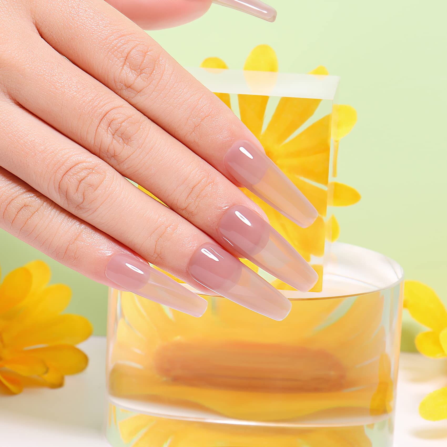 AIMEILI Transparent Icy Jelly Gel Nail Polish Kit – HEMA-Free, 4×10ml, UV/LED Cure