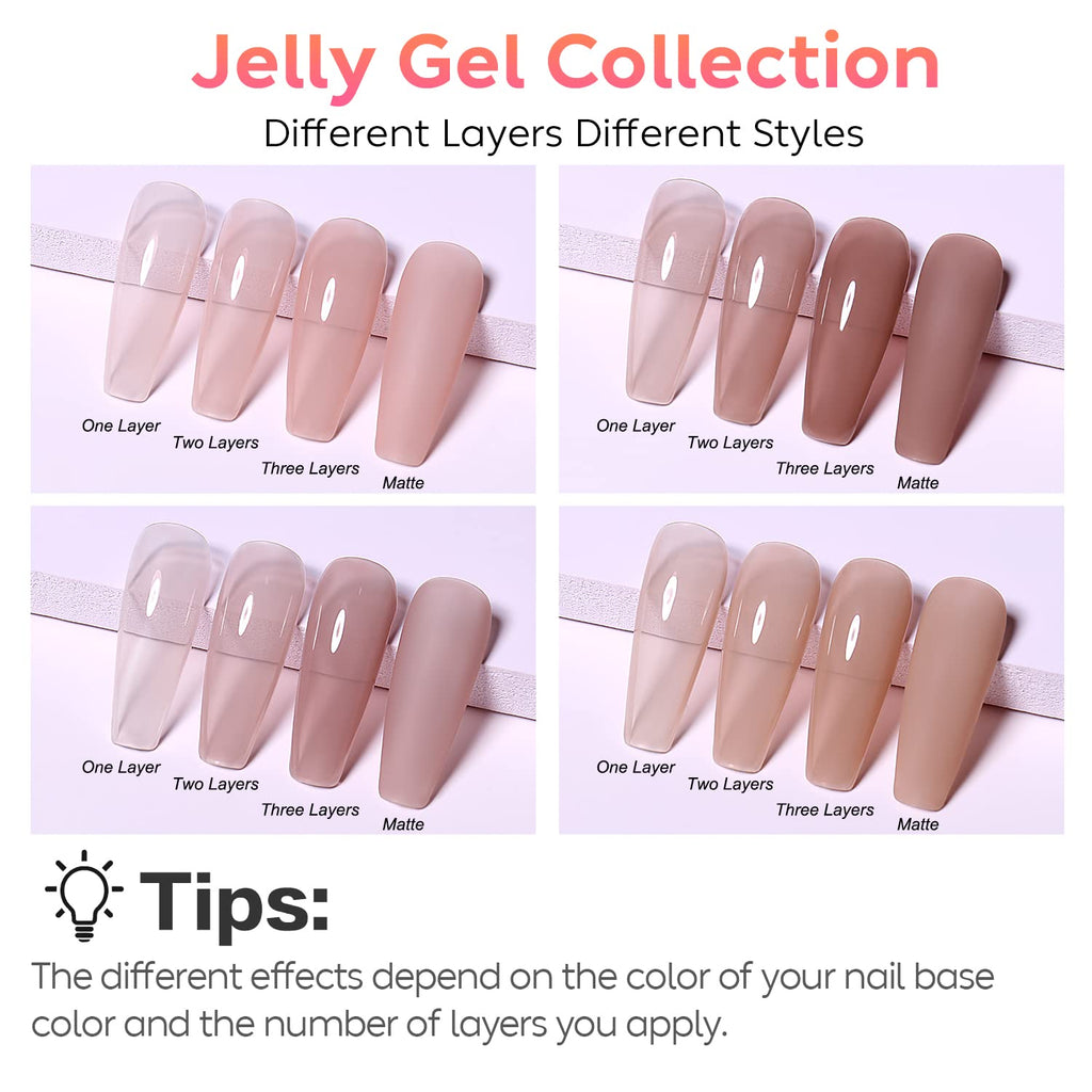 AIMEILI Transparent Icy Jelly Gel Nail Polish Kit – HEMA-Free, 4×10ml, UV/LED Cure