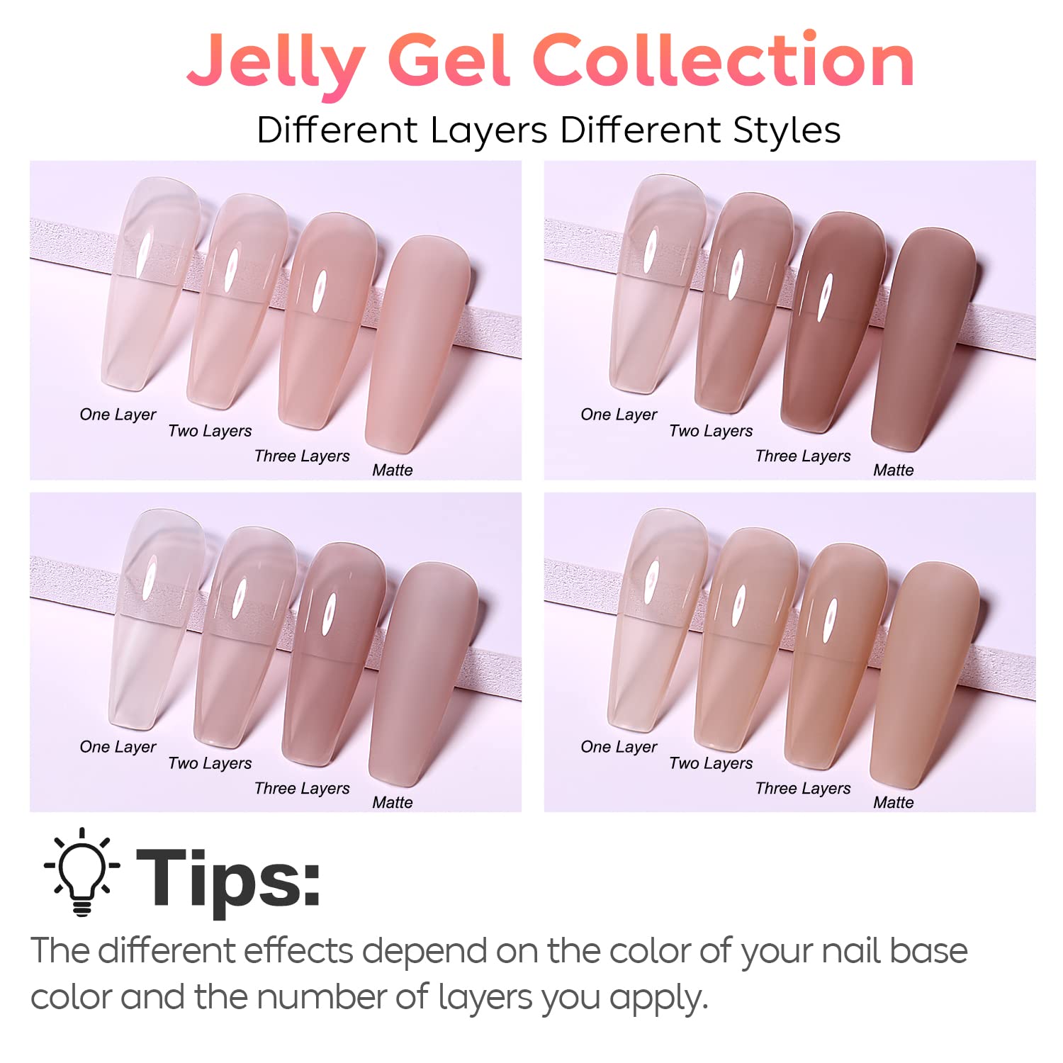 AIMEILI Transparent Icy Jelly Gel Nail Polish Kit – HEMA-Free, 4×10ml, UV/LED Cure