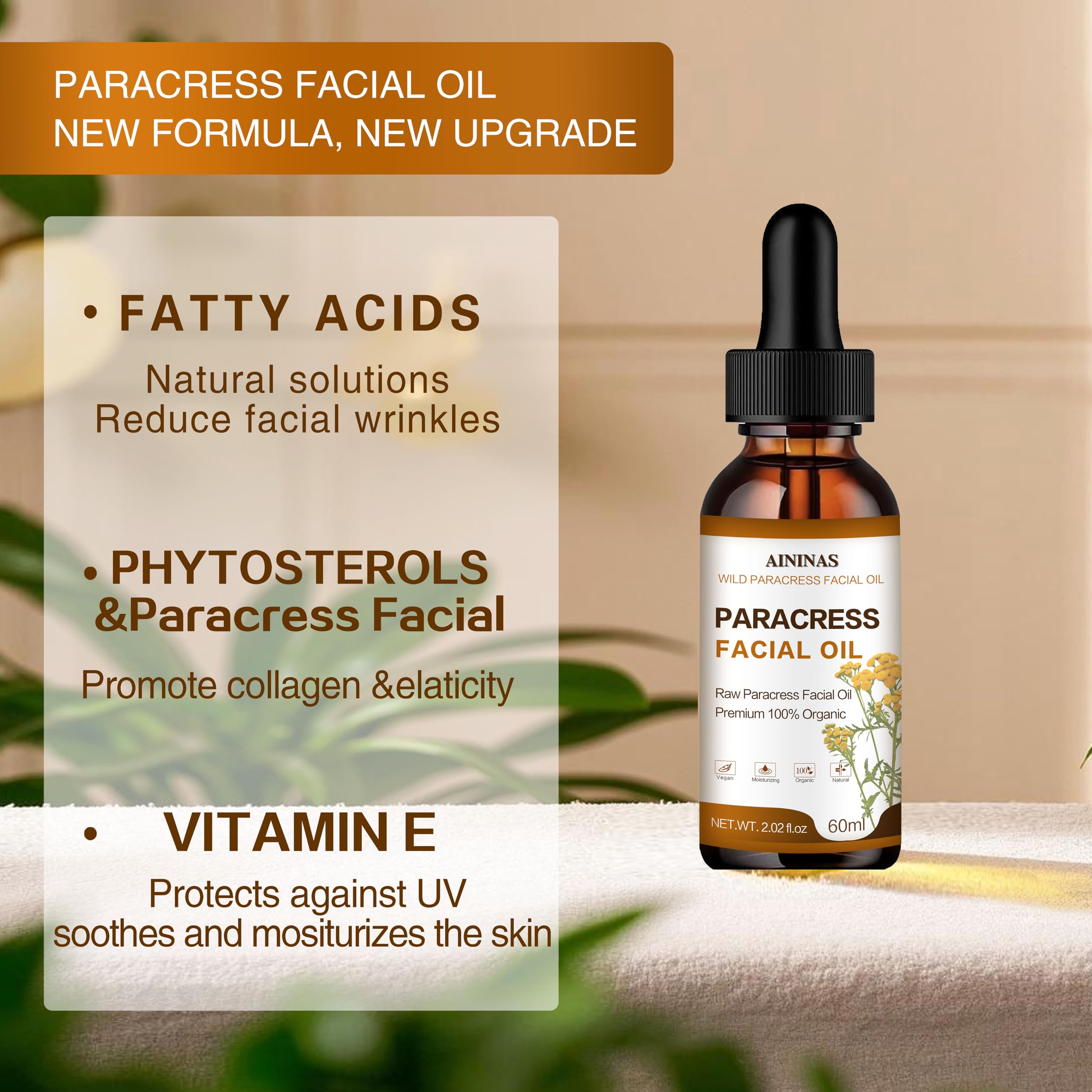 AIninas Paracress Facial Oil – Organic Anti-Aging Serum for All Skin Types