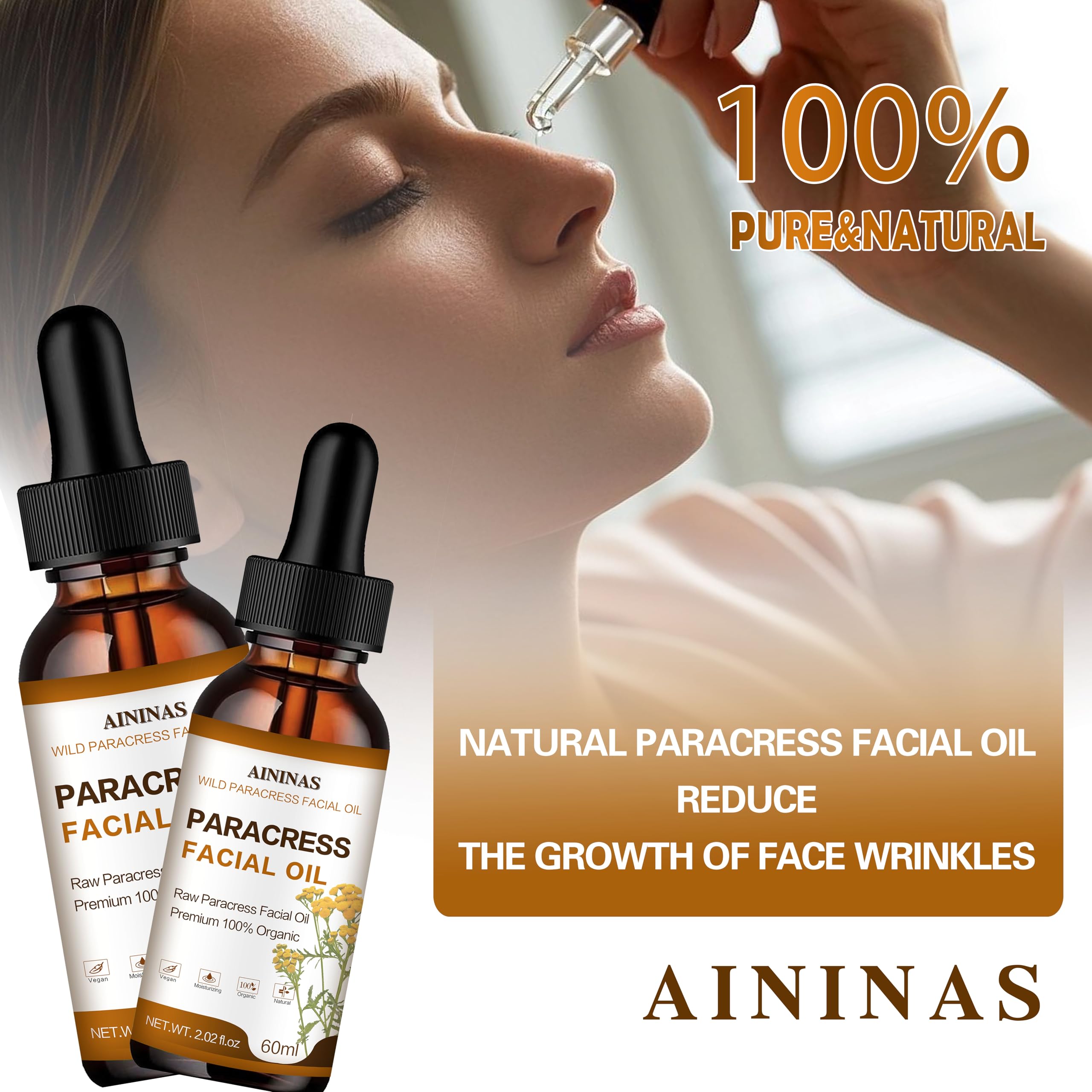 AIninas Paracress Facial Oil – Organic Anti-Aging Serum for All Skin Types
