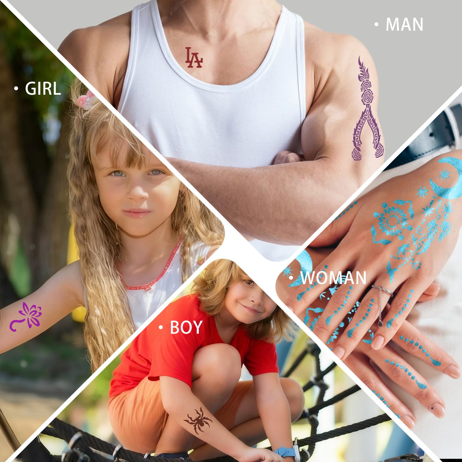 AIRNOGO Temporary Tattoo Kit – 10 Ink Colors, 86 Stencils, 8 Pairs Gloves for Kids & Adults