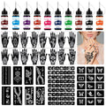 AIRNOGO Temporary Tattoo Kit – 10 Ink Colors, 86 Stencils, 8 Pairs Gloves for Kids & Adults