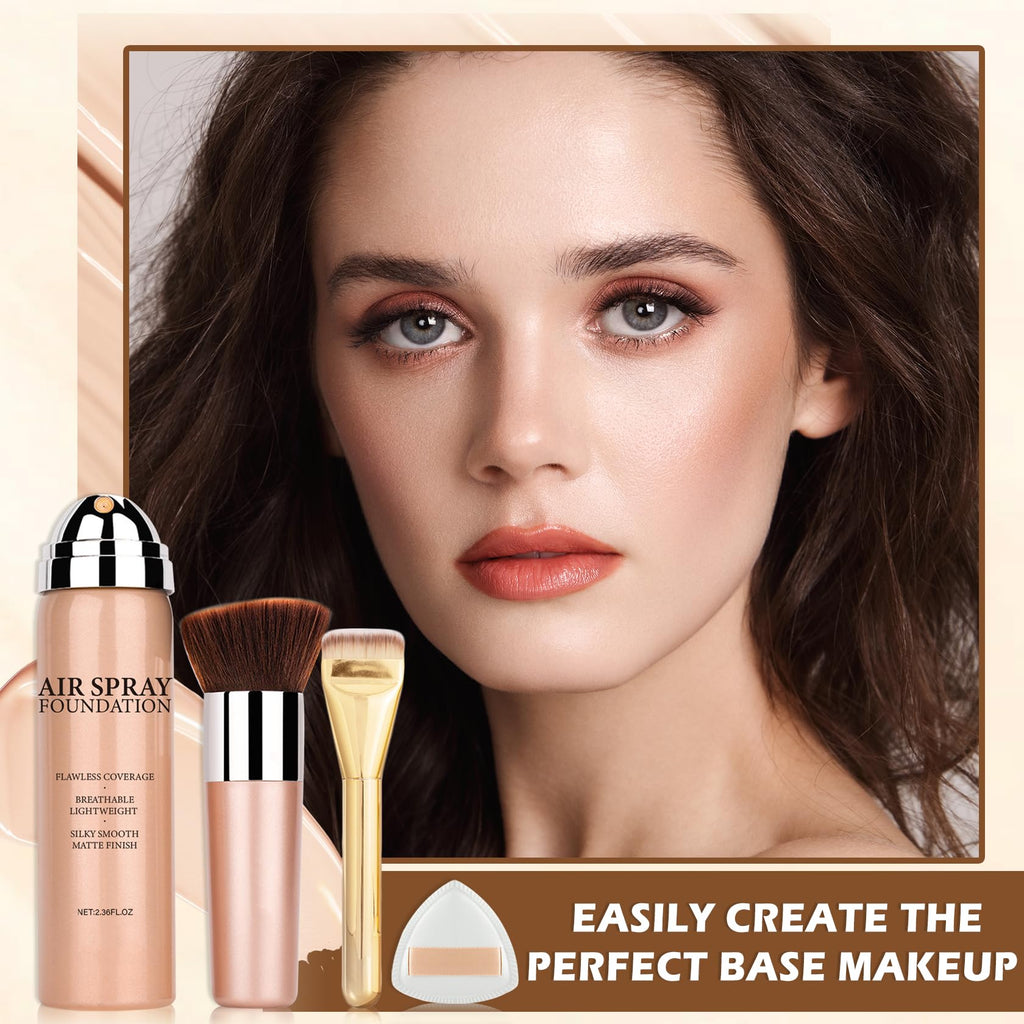 AIUEO Magic Minerals Airbrush Foundation – Silky Mist for Mature Skin, Natural Matte Finish