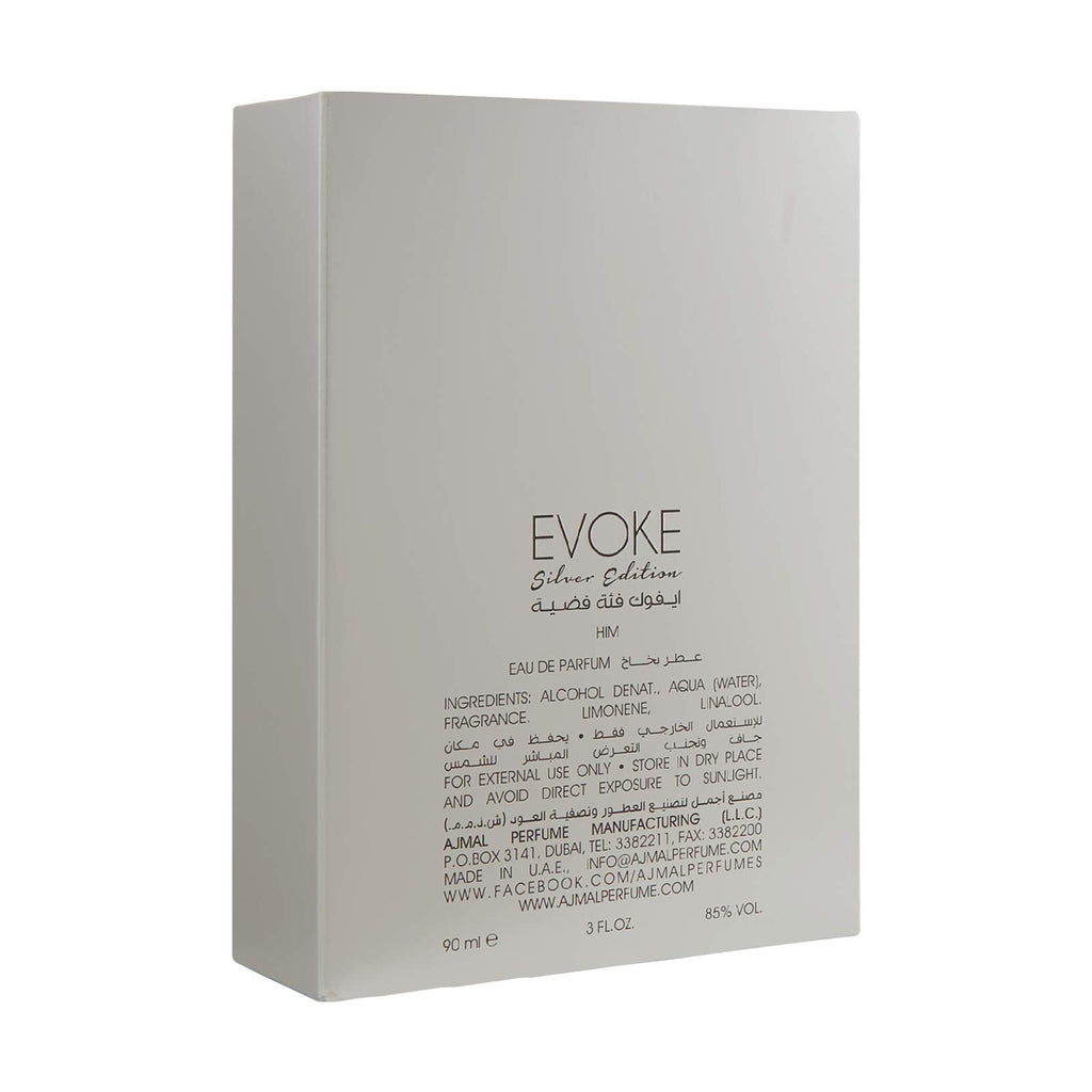 Ajmal Evoke Silver Edition Him EDP 90ml – Long-Lasting Woody Citrus Fragrance for Men