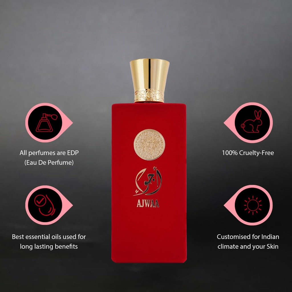 AJWAA Concentrated Red Women’s Cologne – 3.4 Fl Oz / 100 ml Eau de Parfum Spray