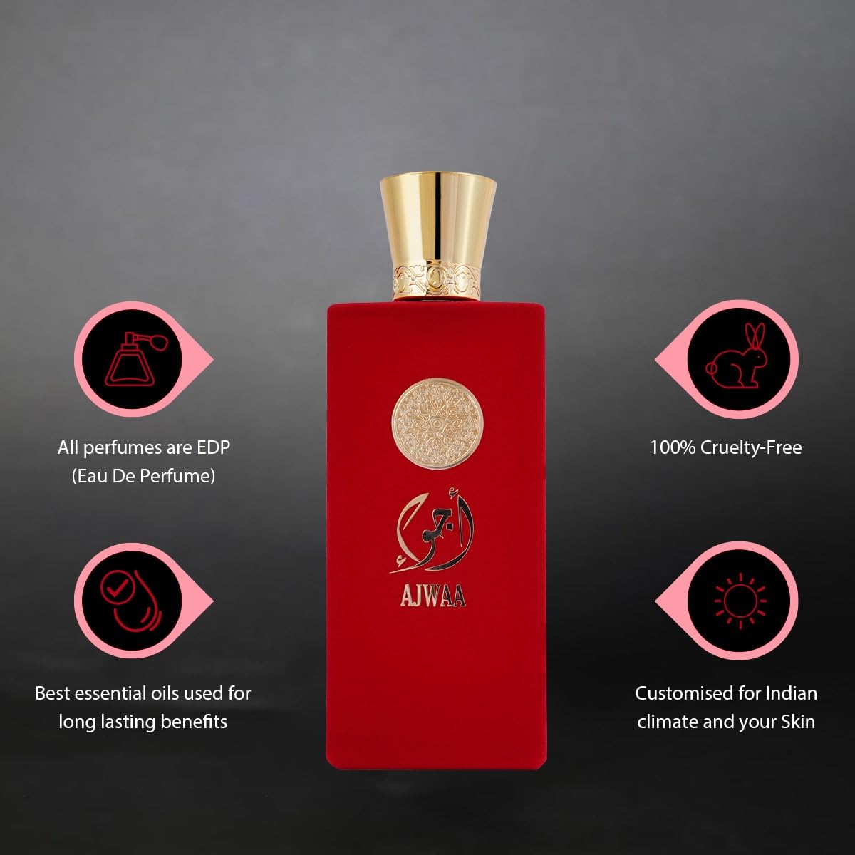 AJWAA Concentrated Red Women’s Cologne – 3.4 Fl Oz / 100 ml Eau de Parfum Spray