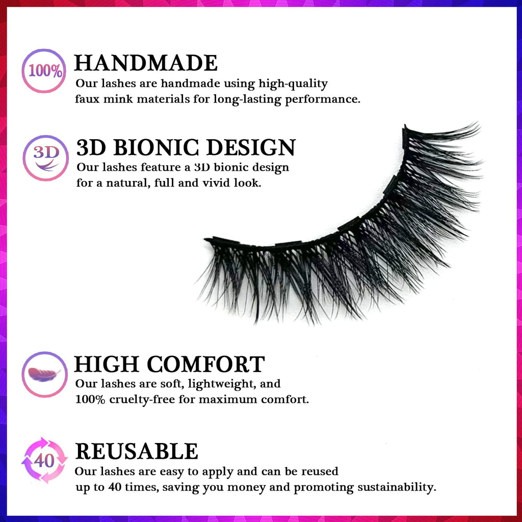AkesuLash Magnetic Eyelashes – 10 Pairs, 3D Faux Mink, Upgraded Liner Kit (Cruelty-Free)