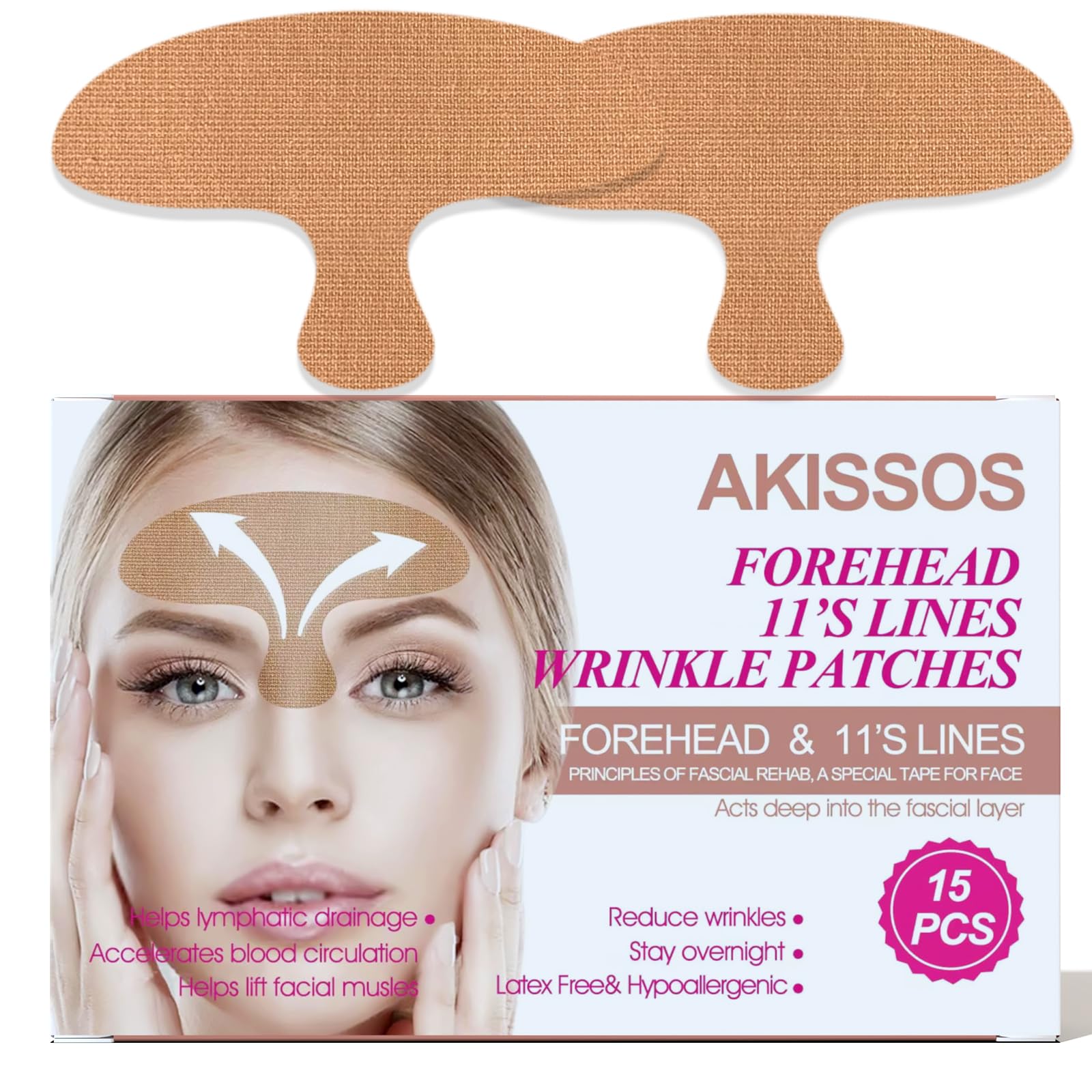 Akissos Forehead Wrinkle Patches Overnight – Deep Fascia Lift & 11-Line Coverage