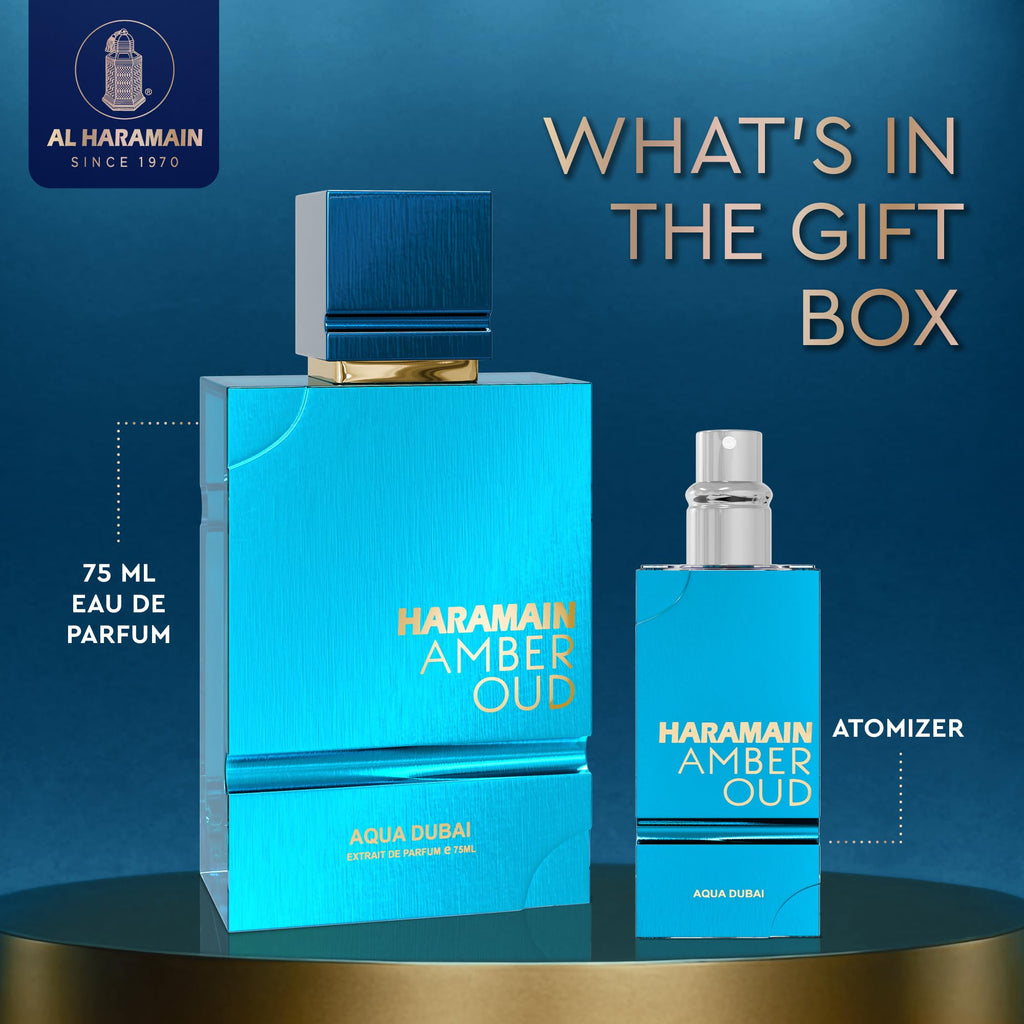 Al Haramain Amber Oud EDP – Aqua Dubai for Men | Oud Cologne + Atomizer