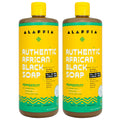 Alaffia African Black Soap Liquid Peppermint (32 oz) + Eucalyptus Tea Tree (2 oz) – All-in-One Cleanser for Face, Hands, Body & Hair
