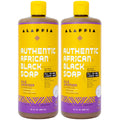 Alaffia Authentic African Black Soap with Wild Lavender – 2-Pack, All-in-One Cleanser (32 oz)