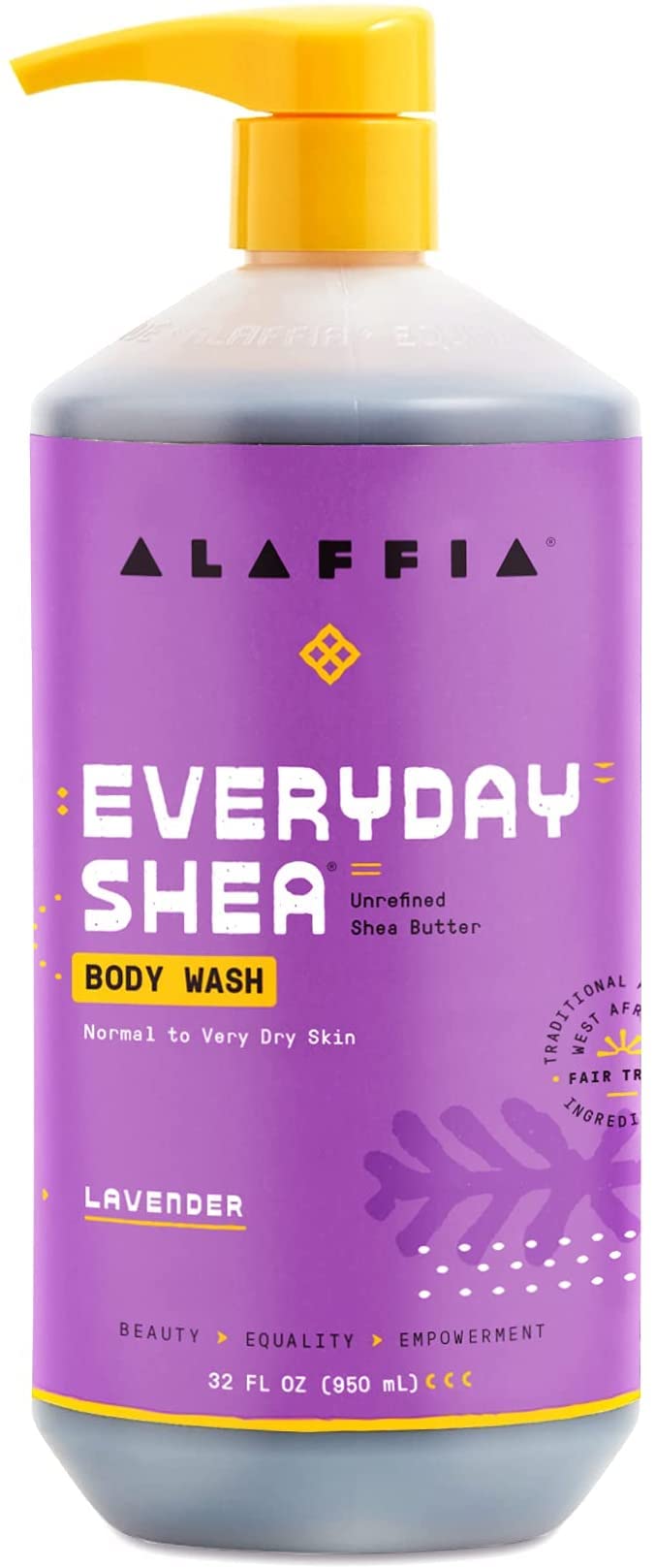 Alaffia Everyday Shea Body Wash Lavender – 2-Pack, Moisturizing Cleanser with Fair Trade Shea Butter