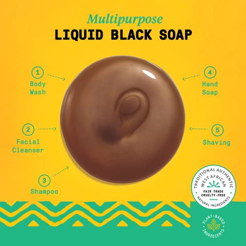 Alaffia African Black Soap Liquid Peppermint (32 oz) + Eucalyptus Tea Tree (2 oz) – All-in-One Cleanser for Face, Hands, Body & Hair