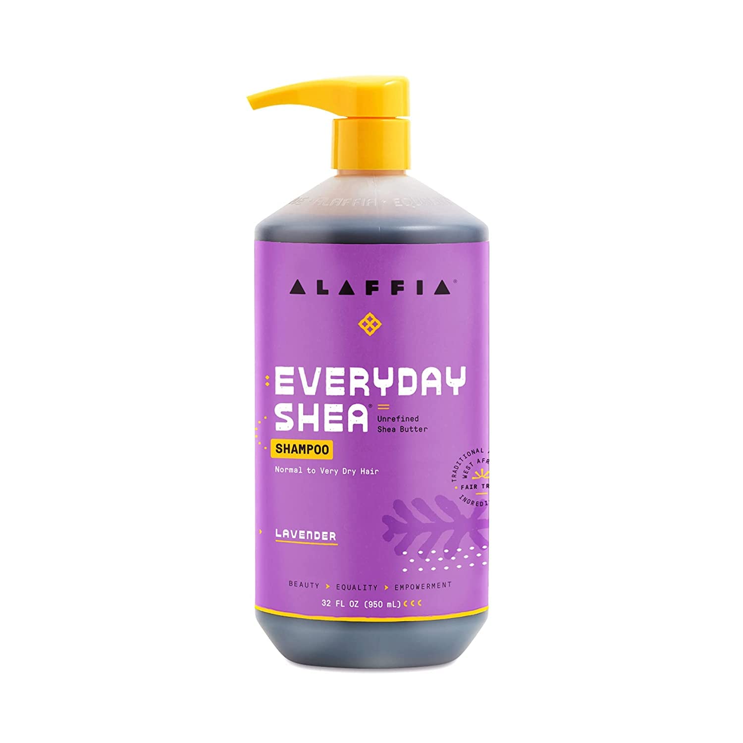 Alaffia EveryDay Shea Lavender Shampoo 2-Pack – Sulfate-Free Moisturizing Shampoo with Shea Butter & Coconut Oil, 32 oz ea