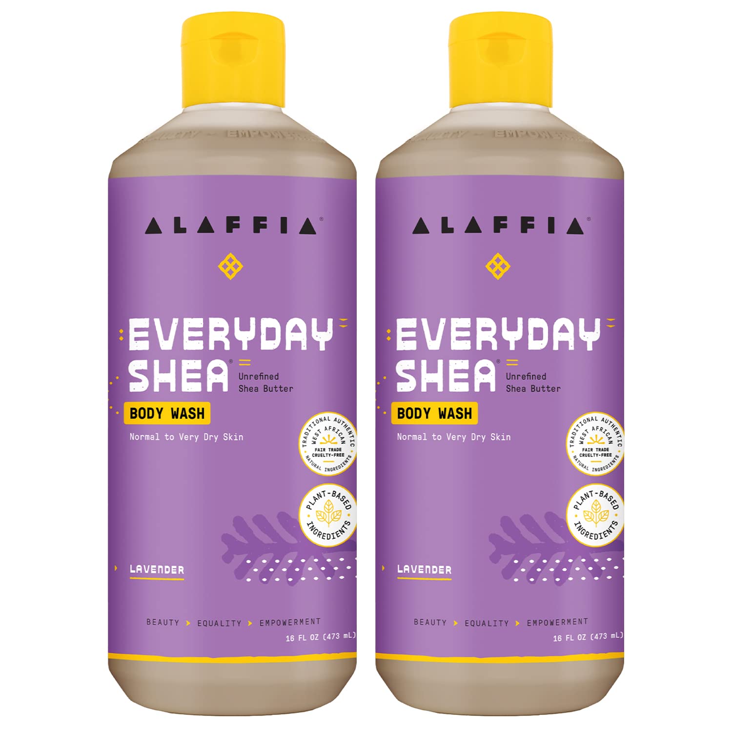 Alaffia Everyday Shea Body Wash – Fair-Trade Moisturizing Cleanser with Lavender (2 Pack)