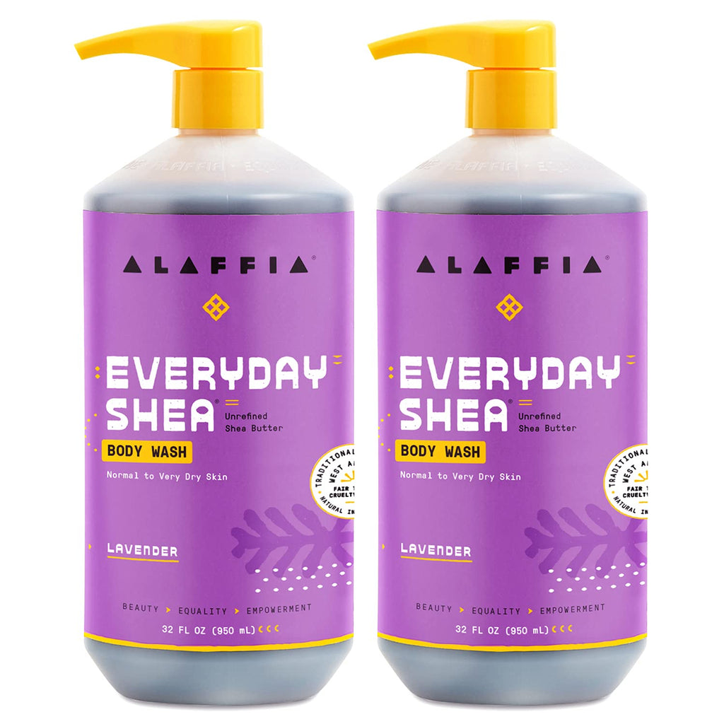 Alaffia Everyday Shea Body Wash Lavender – 2-Pack, Moisturizing Cleanser with Fair Trade Shea Butter