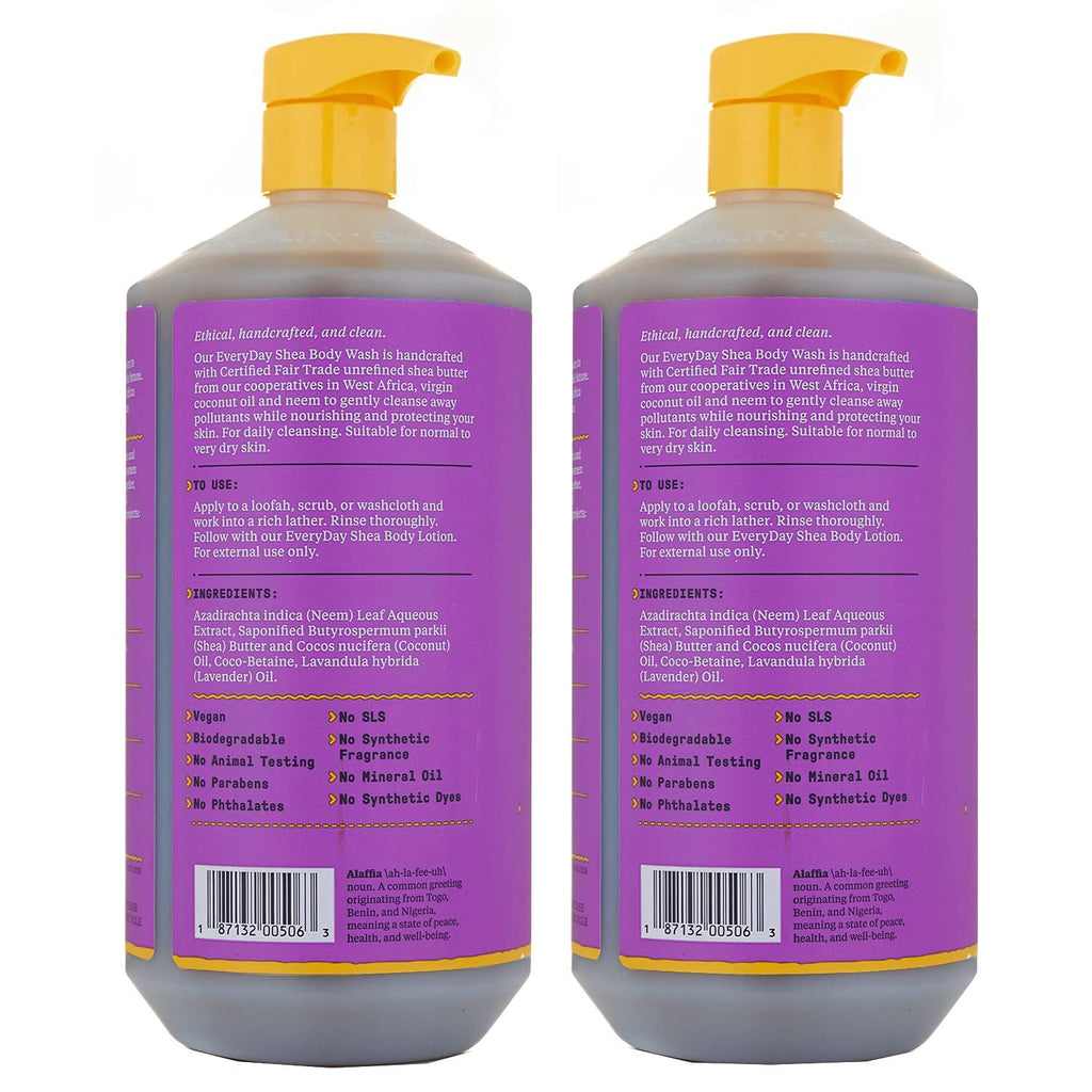 Alaffia Everyday Shea Body Wash Lavender – 2-Pack, Moisturizing Cleanser with Fair Trade Shea Butter