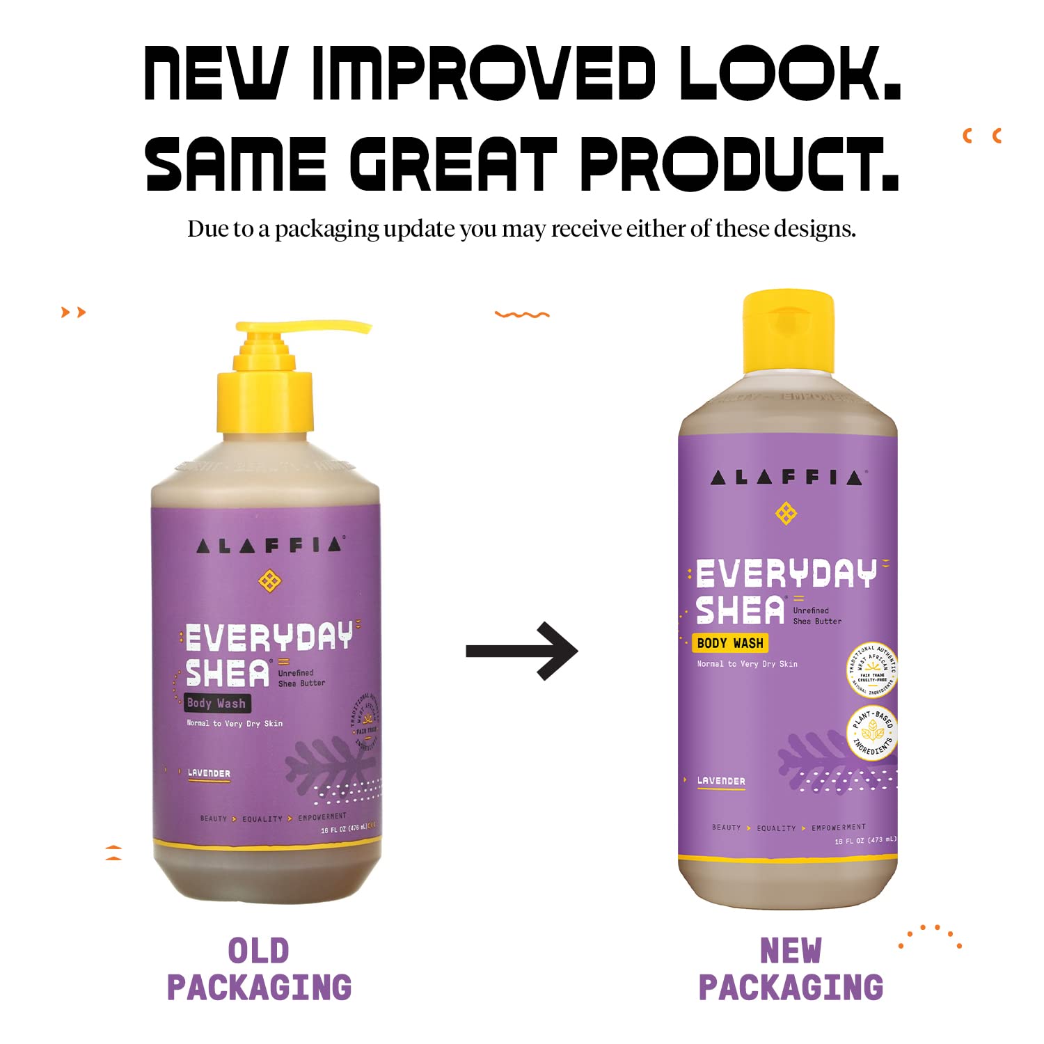 Alaffia Everyday Shea Body Wash – Fair-Trade Moisturizing Cleanser with Lavender (2 Pack)