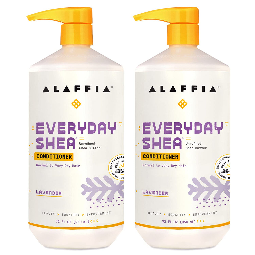 Alaffia Everyday Shea Conditioner — Moisturize, Restore & Protect with Lavender, 2 Pack, 32 oz each