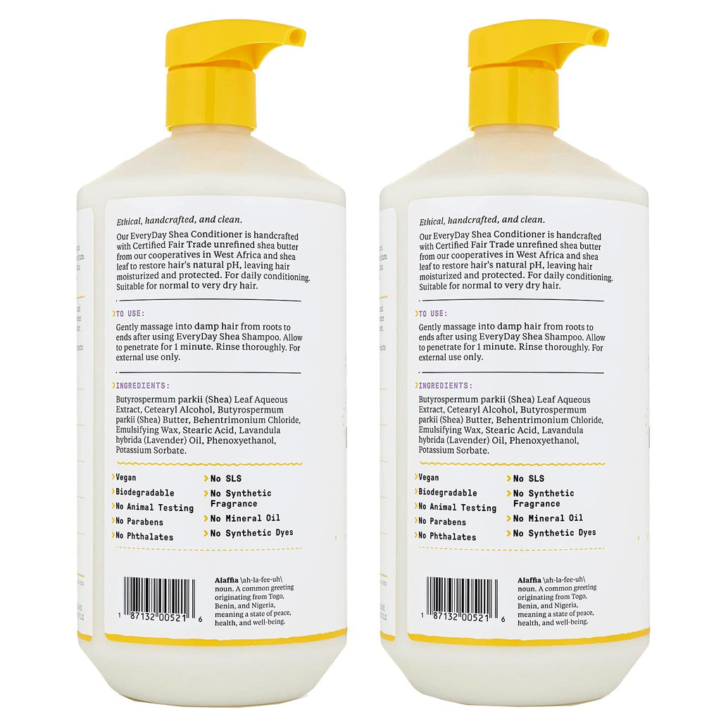 Alaffia Everyday Shea Conditioner — Moisturize, Restore & Protect with Lavender, 2 Pack, 32 oz each