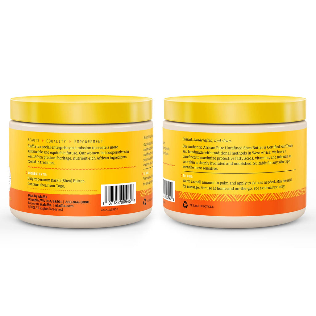 Alaffia Everyday Shea Authentic Shea Butter – Unscented, 2-Pack, 11 oz Each