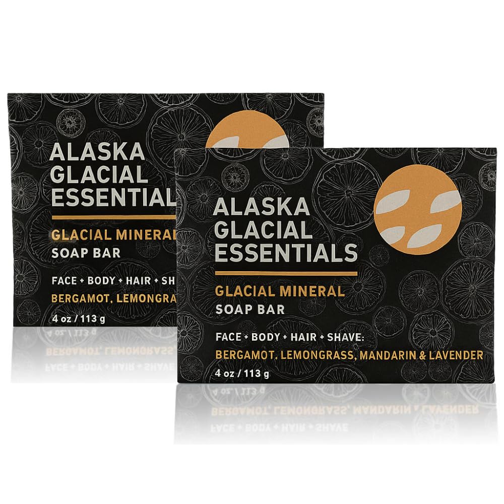 Alaska Glacial Cold-Process Mineral Clay Soap Bar – 2 Pack, Citrus Blend | Face, Body, Shave