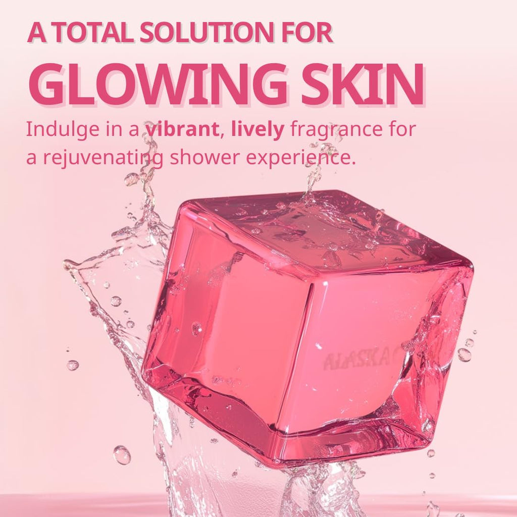 Alaskacube Rose Glow Perfumed Shower Bar – 3 x 4.93 oz Rose Scented Body Wash for Radiance