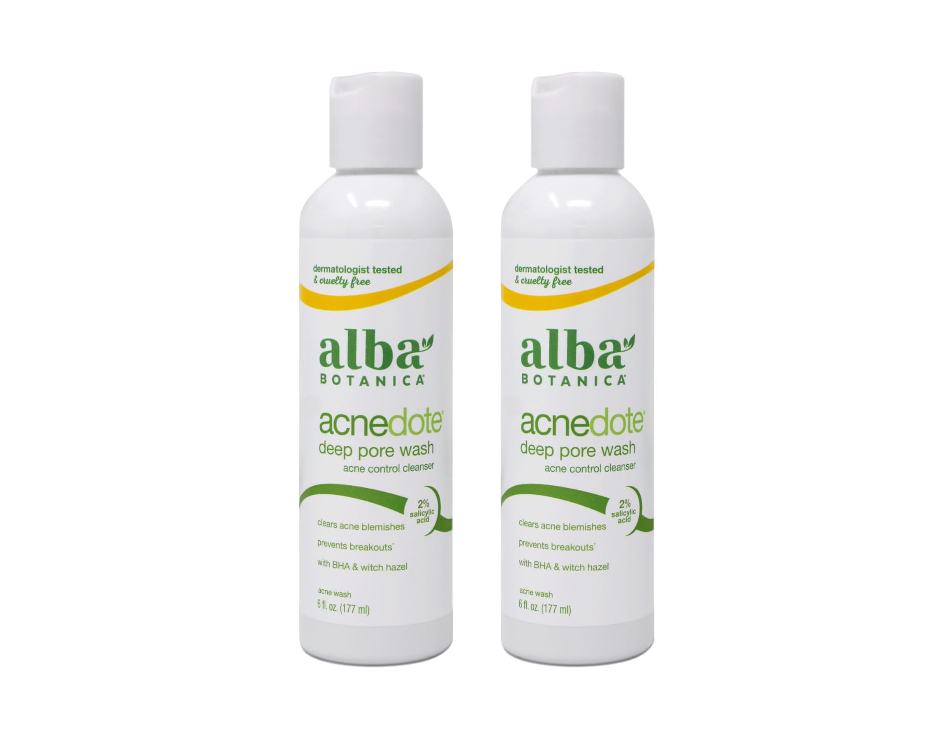 Alba Botanica Acnedote Deep Pore Wash – 6 oz Pack of 2 | 2% Salicylic Acid