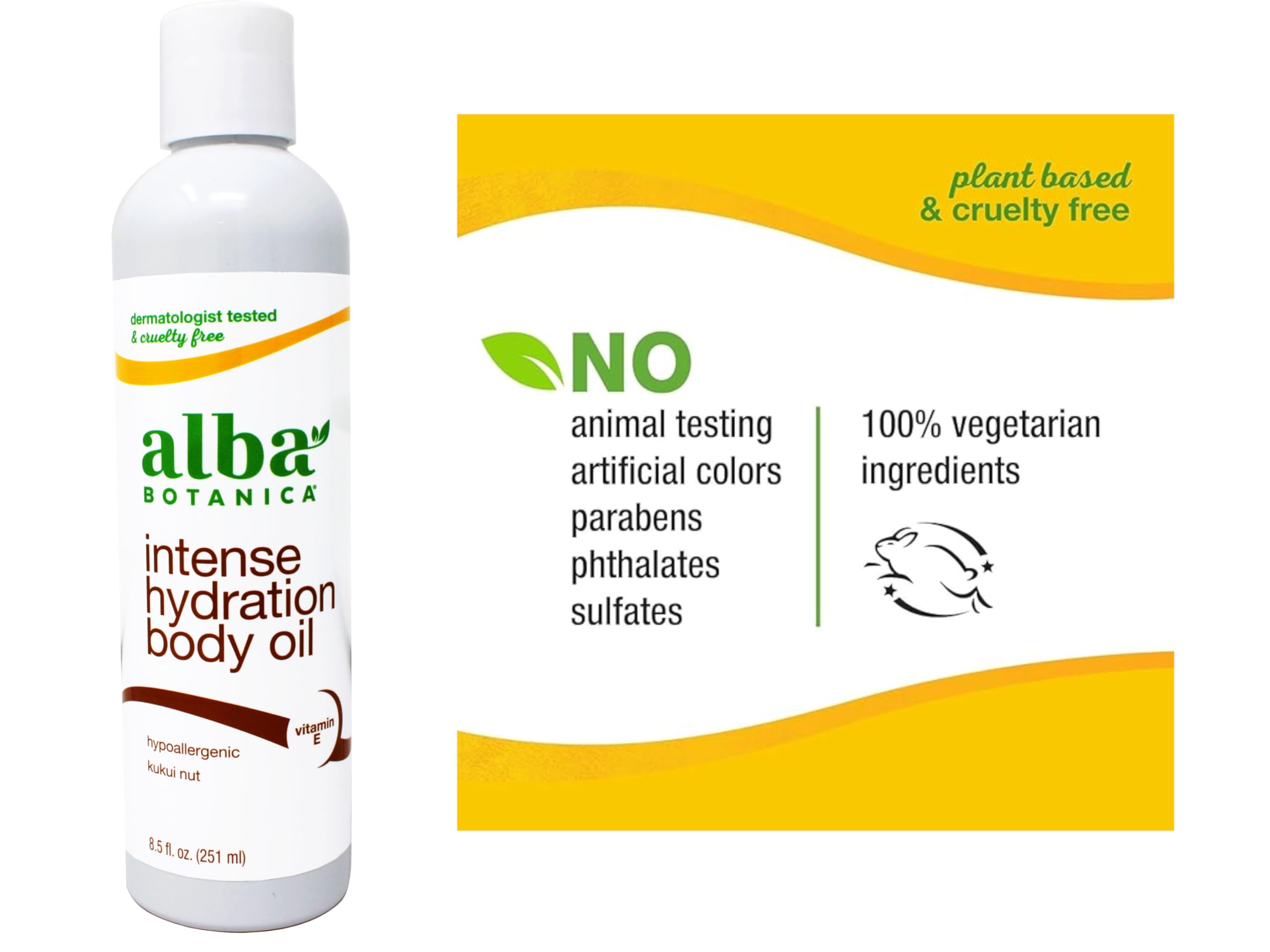 Alba Botanica Hawaiian Kukui Nut Body Oil – 2 Pack (8.5 oz each) – Cruelty-Free