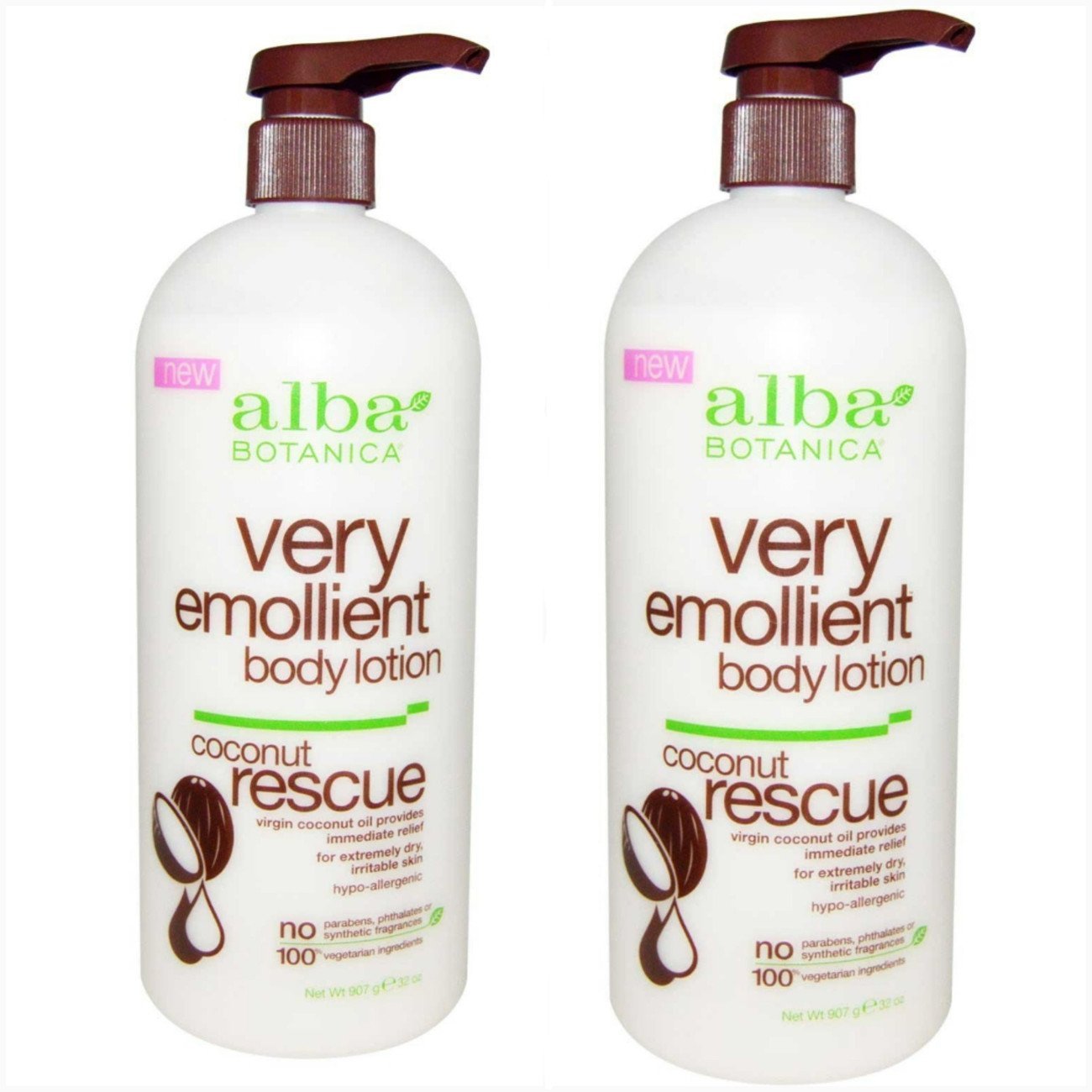 Alba Botanica Very Emollient Body Lotion Coconut Rescue – 32 oz (2 Pack)