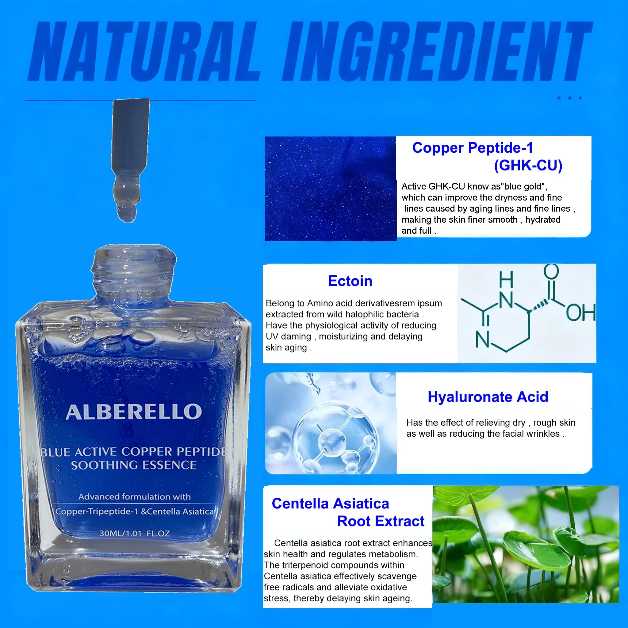 Alberello GHK-Cu Copper Peptides Serum for Face – Anti-Aging & Collagen Support 30ml