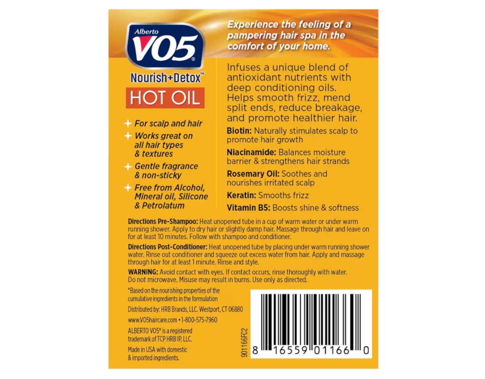 Alberto VO5 Moisturizing Hot Oil Treatment – 0.5 oz Tubes (Pack of 6)