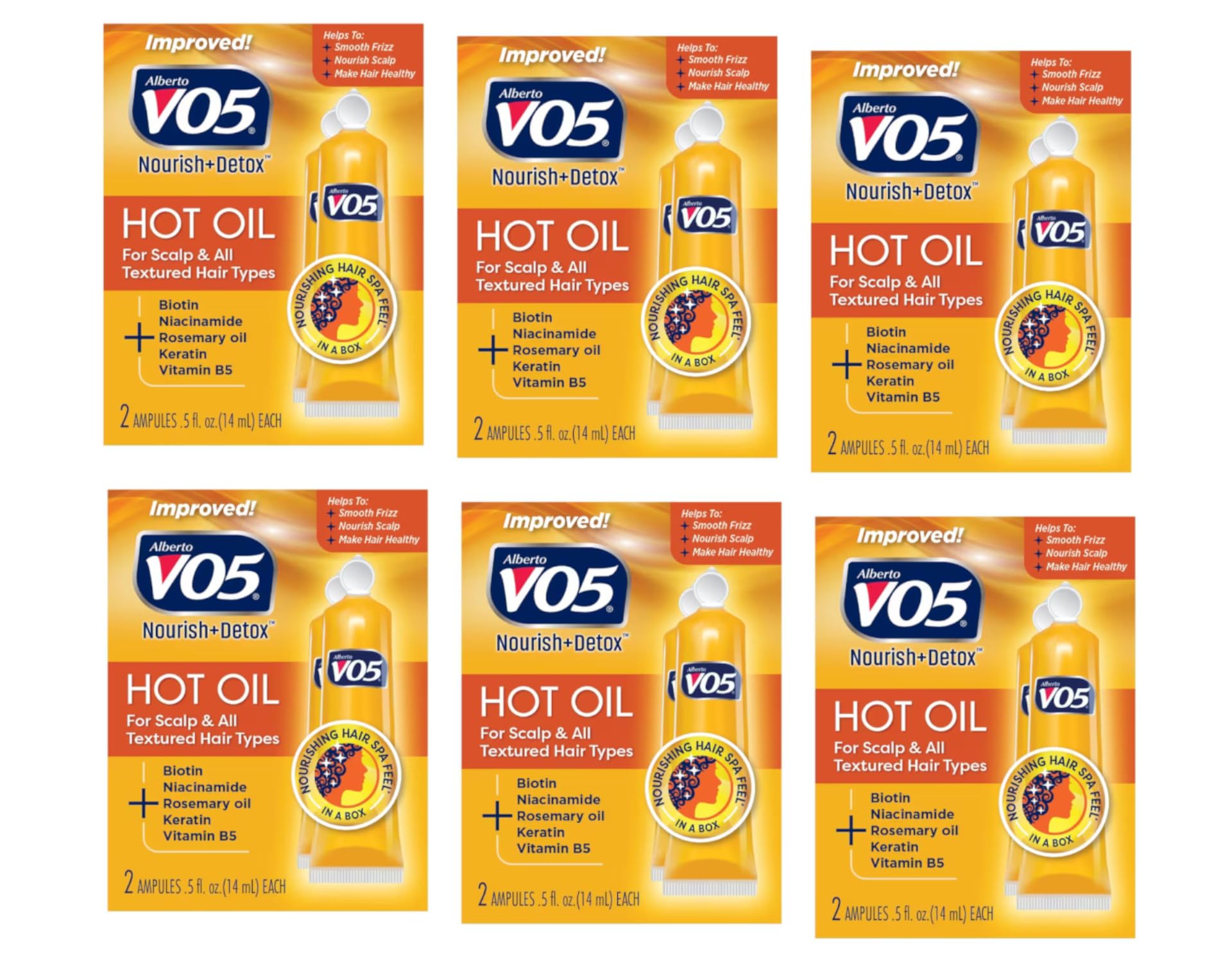 Alberto VO5 Moisturizing Hot Oil Treatment – 0.5 oz Tubes (Pack of 6)